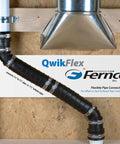 QwikFlex 36 Inch Flexible Pipe Connector Kit for Offset or Hard To Reach 1-1/2 Inch SCH40 PVC DWV Connections installed on pipe