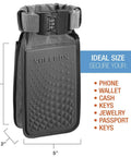 Front view of Safebox Portable Safe With 3 Digit Resettable Combination Lock, Slash Resistant Material, dimensions 8.5x5x2 inches.