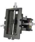 No Nonsense 3 Inch Cross Slide Vise Featuring X Y Dual Crank Handles close-up showing metal construction for milling tasks.