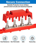 Heavy Duty 12V Bus Bar Power Distribution Block 250A Rock Solid Stainless Steel Junction Terminal Strip with red bakelite cover.