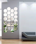 24 Piece Hexagon Acrylic Mirror Wall Decals Set For Living Room And Bedroom Self Adhesive Removable Reflective Stickers On Wall