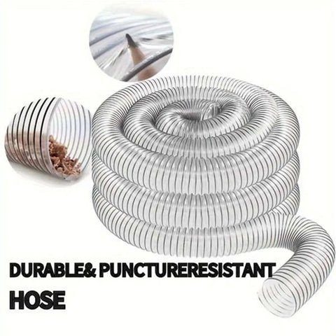 Rugged 2 Inch OD Clear Dust Collection Hose With Anti Static Wrap And Reinforced Body For Shop Vacs and Garage Mods, 2 meters long.