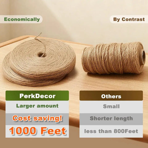 Natural Jute Twine String 1000ft 2mm 3 Ply Bulk Rope For Crafts Gardening Gift Wrapping Wedding Decor compared to others