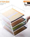 Clear Acrylic 4 Tier Stackable Desk Organizer Trays For A4 And Letter Papers Files Folders And Office Supplies Modular Desktop Storage Shelf For Home And Office Organization Keeps Your Desk Setup On Point.