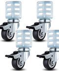 Heavy Duty Storage Rack Caster Wheels Badass 2 Inch Rollers With Secure Top Brakes Fits Boltless Shelving Units black wheels shown from front view.