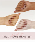 Three hands showing Semi Cured Gel Nail Strips Kit With Cat Eye Glitter Pink Wraps Real Gel Polish UV LED Curing and durability.