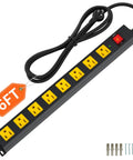 Built Tough Heavy Duty 8 Outlet Power Strip With 2100J Surge Protector, 6 Ft Cord, Wide Spaced Outlets, Wall Mountable Metal Power Strip For Home Office, Garage, And Workshop With Auto Shutdown Fuse, 8 outlets