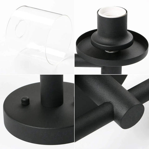 3 Light Semi Flush Mount Ceiling Light With Glass Shade For Hallway Loft Kitchen And Bar, Industrial details close-up