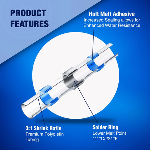 All In One Solder Seal Wire Connector Kit With KableSeal Tech 450 Pieces AWG 26-10 Marine Grade Heat Shrink detail