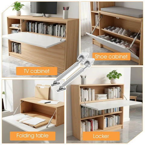 Four Pack Drop Down Gas Struts For Drop Front Desks, 100 Newtons, 22 Pounds Each, used in various furniture applications.