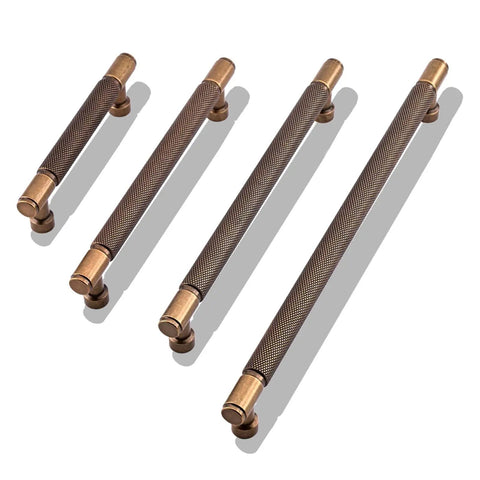10 Pack Antique Brass Knurled Cabinet Pulls 5 Inch 128mm Kitchen Cabinet Handles Drawer Pulls Hardware in rustic style