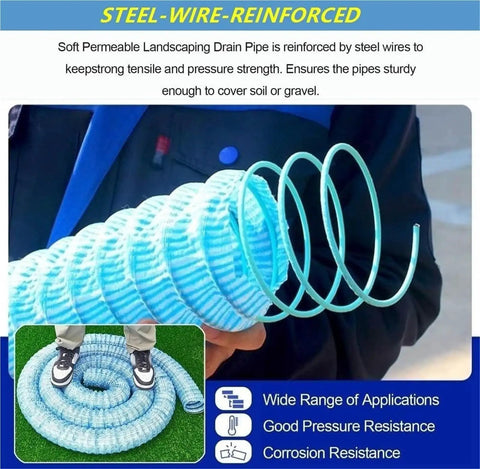 Person holding DIY Friendly Perforated Drainage Pipe For French Drain Systems, showing flexibility and coiled structure.