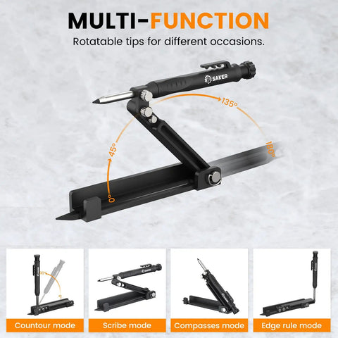 Handy Multi Function Scribing Tool for Woodworking and Metalworking Adjustable Aluminum Alloy Scribe with Deep Hole Pencil Holder Lockable