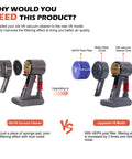 Comparison of old V6 vacuum with Motor Rear Cover and Post HEPA Filter Upgrade for V6 Series Vacuum Cleaners Boosting Suction and Filtration On All DC58 DC59 DC62 DC72 DC74 SV03 SV04 SV05 SV06 SV07 SV08 SV09