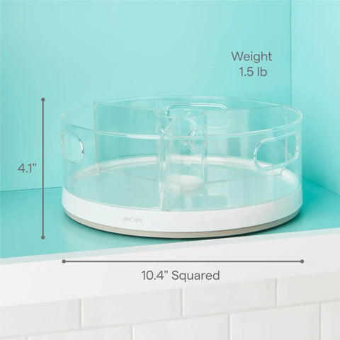 360 Degree Rotating Lazy Susan Organizer with 3 BPA Free Removable Clear Bins For Kitchen Cabinets and Bathroom Storage