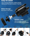 All in One 6 in 1 Electric Gravel Vacuum for Aquariums, Auto Water Change, Sand Washing, Water Circulation, Includes Reusable Filter Cup and Hose Clamp, 370GPH 22W Fish Tank Cleaner black pump with ceramic shaft, disassembled view
