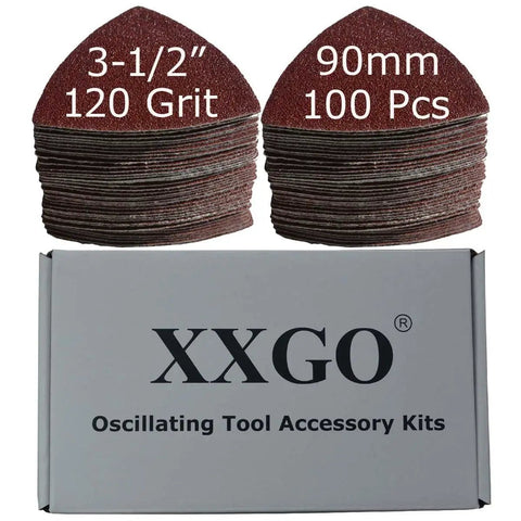 100 Pack 120 Grit Triangular Sandpaper For 3.5 Inch Oscillating Multi Tool Sanding Pads Hook And Loop Backing 90mm Triangle Sheets Pro Grade For Woodworking And DIY Projects