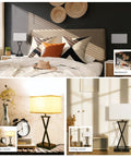 Set Of 2 Modern Table Lamps With 3 Way Dimmable Touch Control, Built In USB Ports And Outlet in bedroom, study, and living room