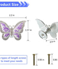 Butterfly Cabinet Knobs Set For Cabinets And Drawers With Single Hole Pulls Enamel Crystal Edge Zinc Alloy Hardware In Purple 6 Pack Dope Decorative Door Wardrobe Cupboard Furniture Handles For Bedroom And Living Room. 2.2 in butterfly knob, 0.9 in depth