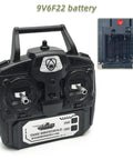Remote Control Battle Tank 15 Channel 2.4GHz RC Tank controller showing battery compartment with 9V6F22 battery label.