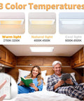 4 Pack Interior RV Lights LED Dome Ceiling Fixtures 12V Dimmable On Off Switch 3 Color Temperatures for RV Camper