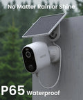 Outdoor Solar And Battery Powered Security Camera System With 2K Video, 2.4G WiFi, weatherproof mounted on wall
