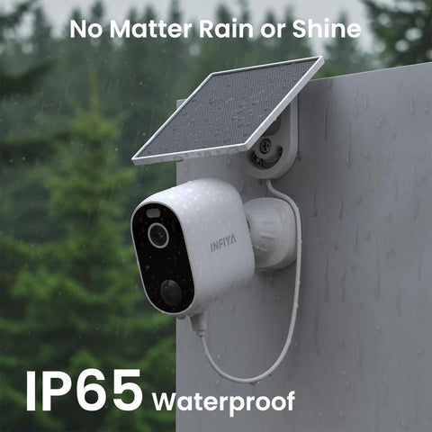 Outdoor Solar And Battery Powered Security Camera System With 2K Video, 2.4G WiFi, weatherproof mounted on wall