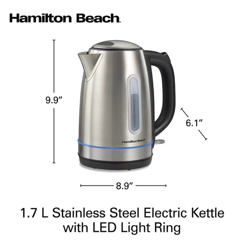 Fast Boil Electric Tea Kettle 1.7 Liter Cordless Water Boiler With 1500 Watts Auto Shutoff And Boil Dry Protection Stainless Steel Led Ring Light For Clear Boiling Status