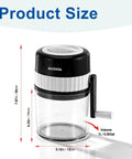Manual Snow Cone And Slushie Maker With Shaved Ice Texture, Portable Ice Shaver dimensions and size display