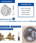 Replacement Single Handle Knob Kit For Posi Temp Shower And Tub Faucet Fits 100710 Style, chrome and white design with parts