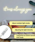 It Was Always You Neon Sign 36 Inch White Neon Night Light Dimmable Wall Decor above couch with greenery