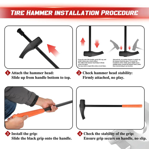 Installation steps for 32 Inch Heavy Duty Bead Breaker Hammer With Duckbill Tire Iron For Trucks Tractors Buses ATVs And Aircraft Tires