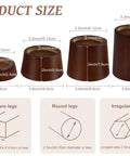 Premium Solid Wood Bed Risers Set Of 4 size guide image showing different sizes and shapes for furniture legs support.