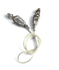 Pro Grade Fencing Body Cord and Mask Cord Set with Twin Core Copper Wires, two wire clamp clips, clear wire, close-up view