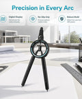 Digital Radius Compass Draw Tool With 0.5mm Lead For Precise Circles Drafting And Geometry on desk with sketches