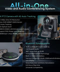 Image of 4K AI Auto Tracking PTZ Conference Camera System With Bluetooth Speakerphone And Microphone, highlighted features