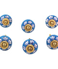 Blue Floral Ceramic Cabinet Knobs Set Of Six With Metal Backings White And Sky Blue Flower Design Screws Included