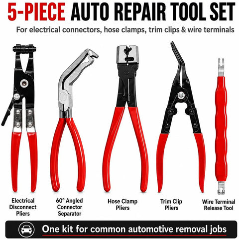5 Piece Auto Electrical Disconnect Pliers Kit With Connector And Terminal Removal Tools for Wire Harness Hose Clamp