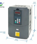 Variable Frequency Drive For Motor Speed Control And 3 Phase Conversion, 220V AC Input Output, front view with dimensions