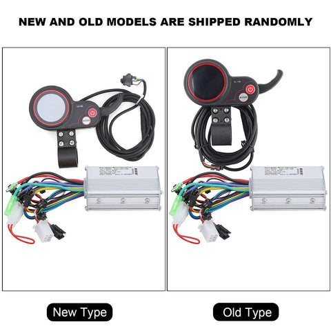 36V Brushless Motor Controller Using Sine Wave Technology and Clear LED Display for Electric Bikes Ebikes and Fat Tire Scooters, showing new and old models.