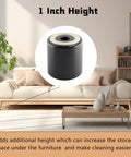 Kick Up Your Living Space Smoothly With These Tough Furniture Feet Risers showing a black rubber riser elevating furniture by one inch.