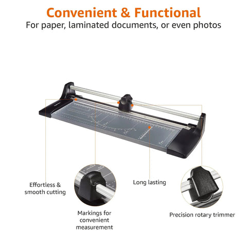 A3 Rotary Paper Trimmer With Built Different Metal Base, Precision Blade Cuts Laminates And Photos Butter Smooth, See Through Clamp Handles Ten Sheets Easy, Zero Hassle Workhorse For Office Or Home Desk