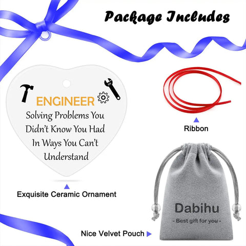 Dope Mechanical Engineer Ornament Gift For Engineers And Architects with ceramic ornament, ribbon, and velvet pouch included
