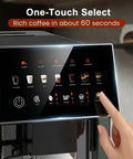 Touch display of Fully Automatic Espresso Machine With Built-In Grinder, 20 Bar Pressure, 15 Settings, Auto Self-Cleaning