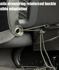 Elastic drawstring and reinforced buckle of Rugged Dog Barrier Net Built Explicitly For Tesla Cybertruck Vehicles for secure fitting.