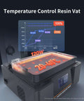 Temperature control resin vat of Resin 3D Printer With 13.6 Inch 7K Mono LCD Screen showing a temperature range of 20-40°C.
