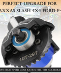 Beefed-Up Traxxas Slash 4x4 RC Gear Set 10T 29T Helical Gears Ford F-150 1/10 High Speed Steel Front And Rear Differential Transmission Gears 45 Steel Upgrade For Quick Acceleration, Smoother Power, More Torque closeup
