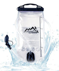 Hydration Bladder With Large Opening No Spill Design, Leak Proof Reservoir, Quick Connect System in splash of water