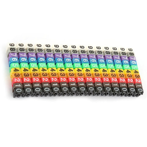 Colorful Clip On Wire Marker Tubes 0.1 x 0.1in Digital Number Cable Markers 150 Pcs in rows