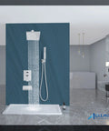 Rainfall Shower System With 8 Inch Polished Chrome Shower Head, Tub Filler, Handheld Sprayer, Wall Mount